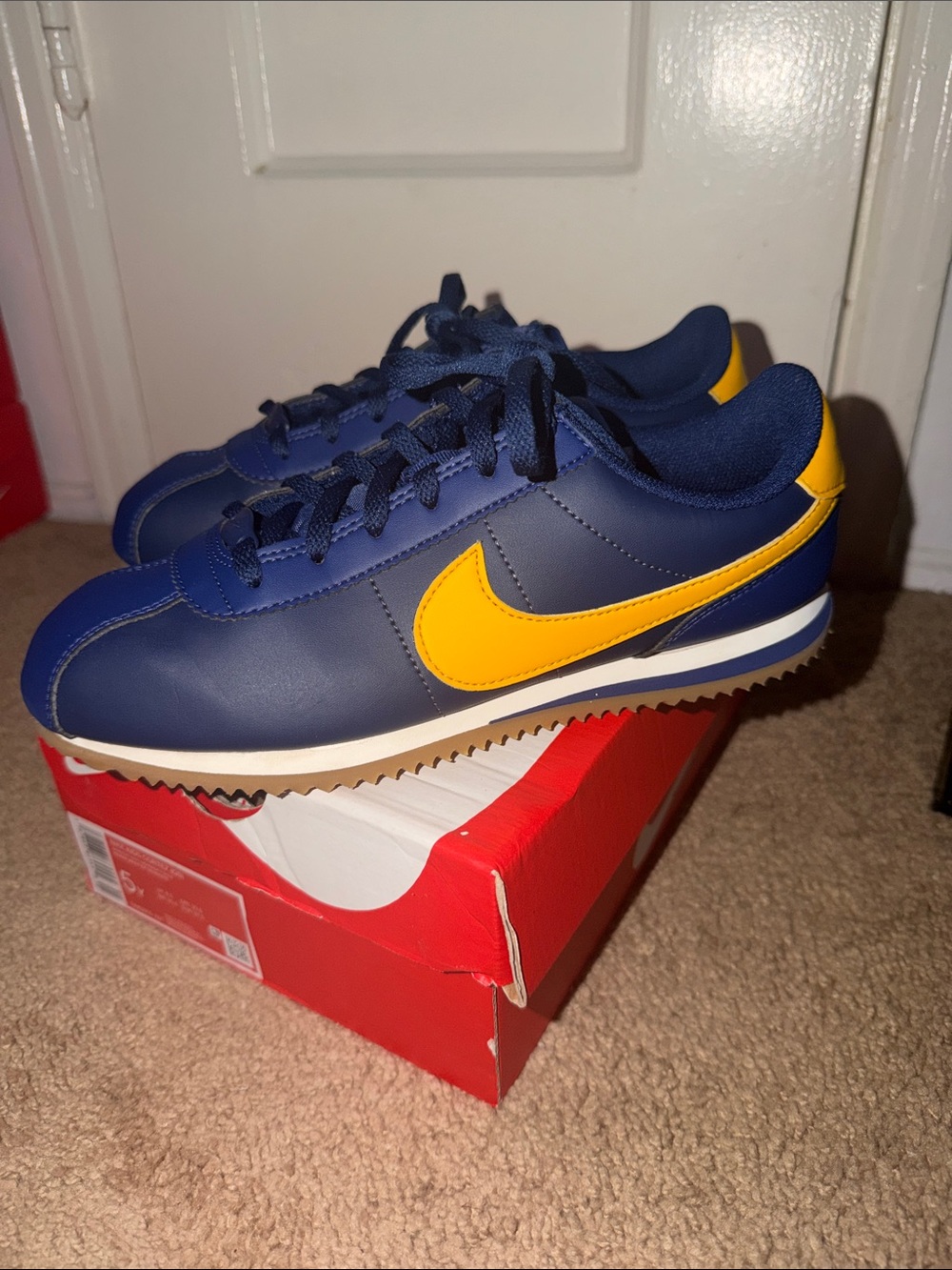 Nike Navy Retro Runner with Yellow Swoosh